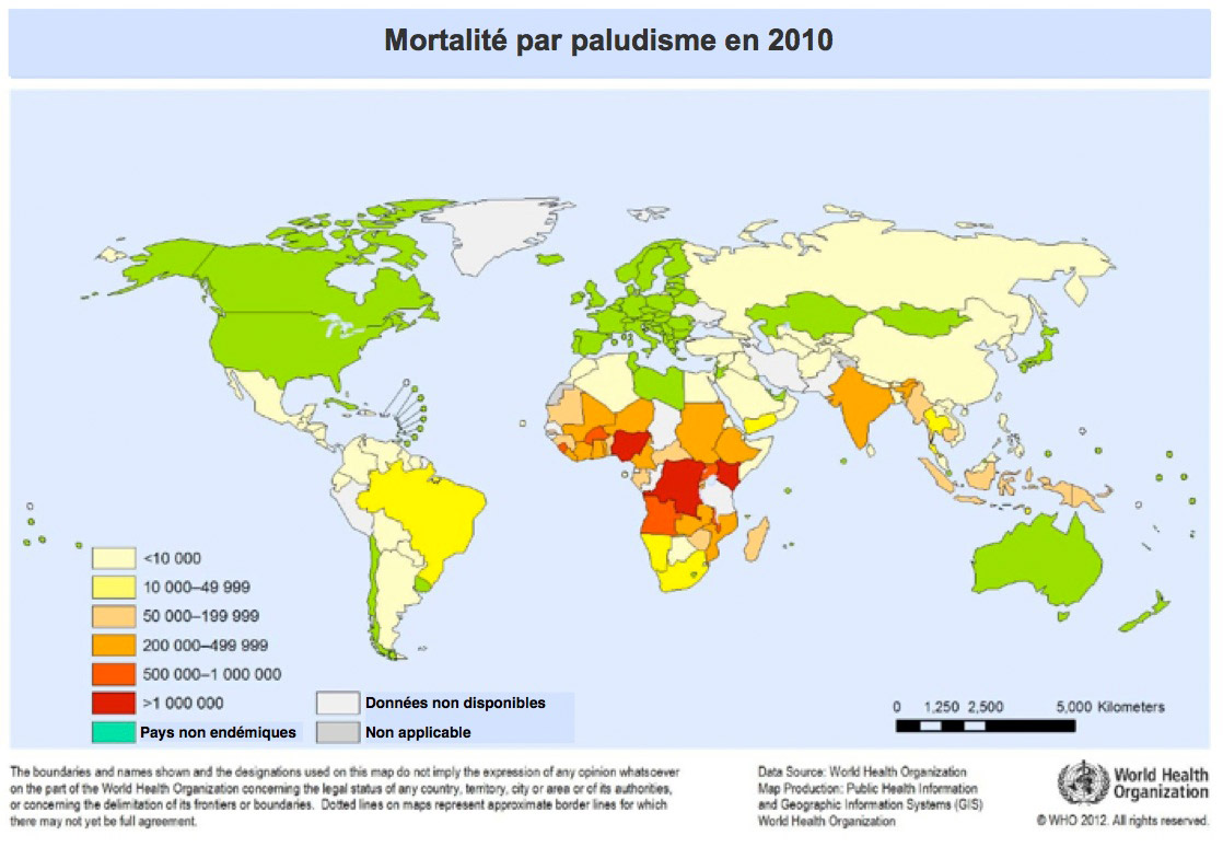 Carte du paludisme en 2010 © DR