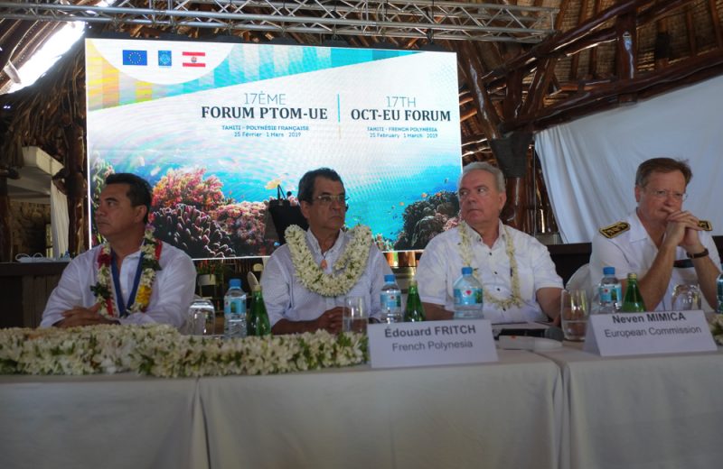 Neven Mimica member of the EC in charge of international cooperation and development in location at Moorea for the 17th OCT-EU forum