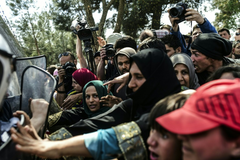 Incidents entre policiers et migrants le 7 avril 2016 &agrave; Idomeni en Gr&egrave;ce. &copy; AFP