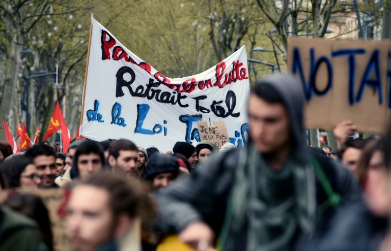 Manifestation contre la loi Travail, le 5 avril 2016 à Toulouse. © AFP
