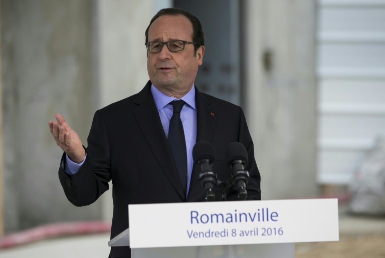 Le président français François Hollande à Romainville près de Paris le 8 avril 2016. © AFP