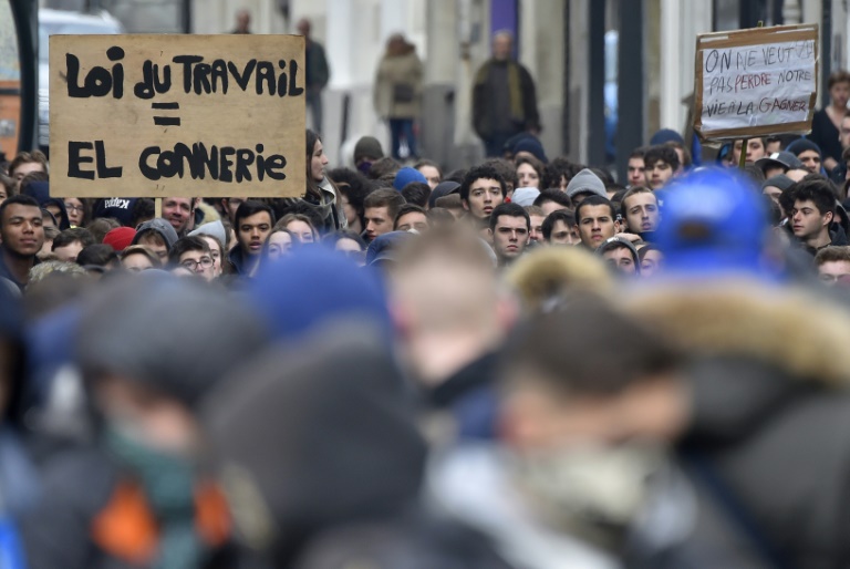 Manifestation contre la loi travail le 31 mars 2016 à Nantes . © AFP