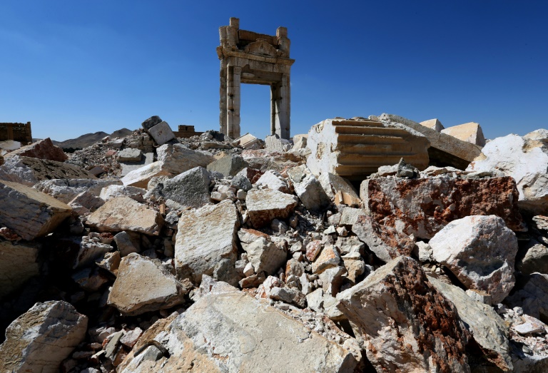 Les ruines de la cella du temple de Bêl à Palmyre, le 31 mars 2016. © AFP